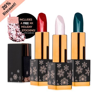 Shimmer Under the Mistletoe Giftset with three lipsticks a free stocking and 20% discount